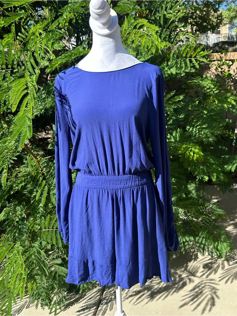 Zara Royal Blue Long Sleeve Open Back Romper